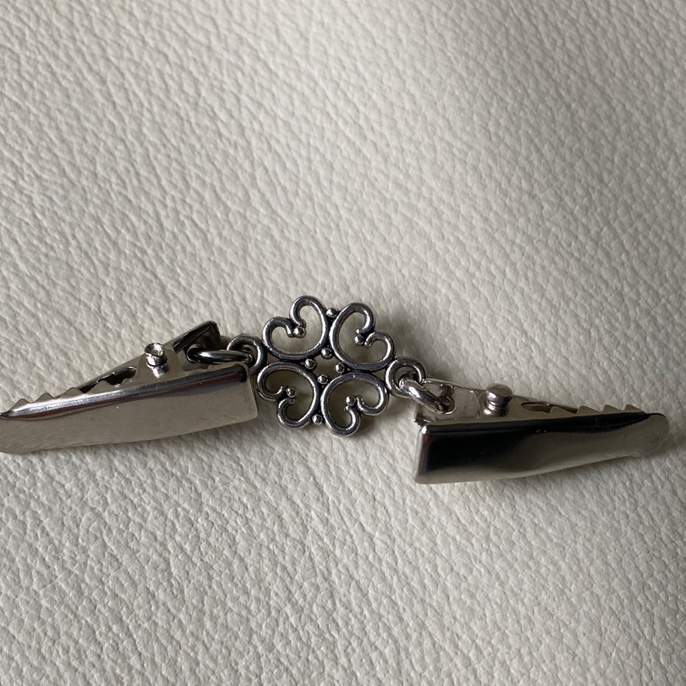 Heart cardigan or scarf or sweater clasp chain clip guard